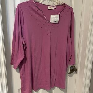 NWT Quacker Factory Purple Tunic with Studded Neckline. Size 2X.